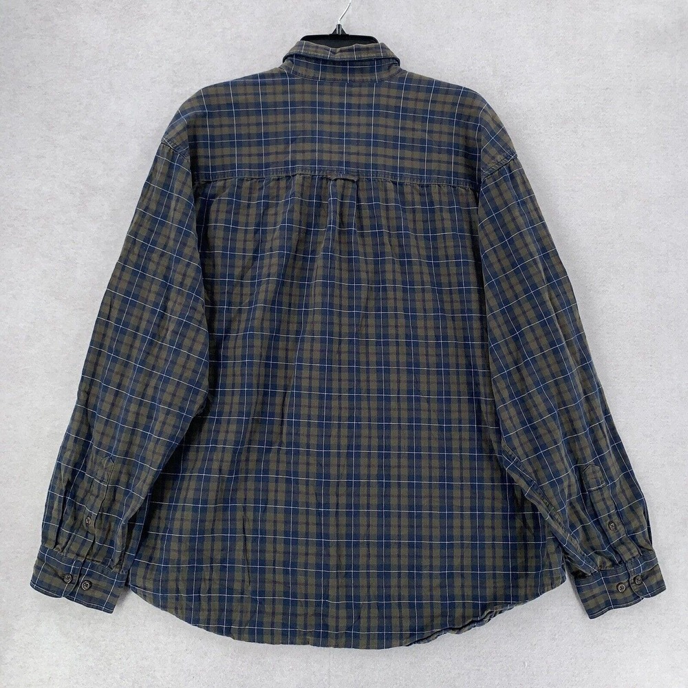 Eddie Bauer Blue Brown Plaid Flannel Long Sleeve Shirt Mens XL - Picture 2 of 8